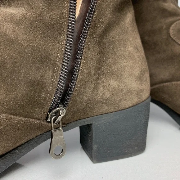 Women's Salvatore Ferragamo LAPO Suede Boots Sz 5.5 AA Brown Mustang Buc zipper - Picture 8 of 11